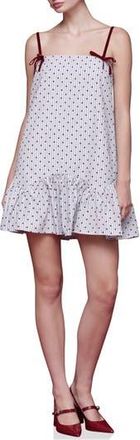Avec Les Filles Babydoll Heart & Stripe Minidress in Blue Stripe Red Hear at Nordstrom Rack, Size 12