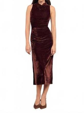 Minkpink Sonja Velvet Midi Dress In Chocolate