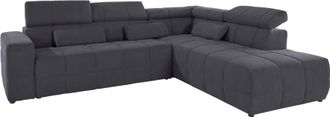 Domo Collection Ecksofa »Brandon L-Form, auch in Leder« inklusive Kopfteilverstellung, wahlweise mit Sitztiefenverstellung