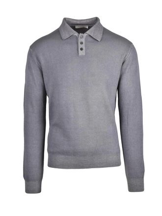 Wool & Co Grey Virgin Wool Knit Polo Shirt