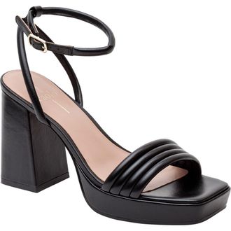 Linea Paolo Eve Ankle Strap Platform Sandal in Black at Nordstrom, Size 7.5