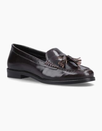 Hush Puppies Womens Hush Puppies Connie Leather Womens Aubergine Loafers - Purple - Size: 4