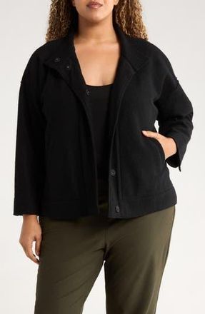 Eileen Fisher Stand Collar Wool Jacket in Black at Nordstrom Rack, Size 2X