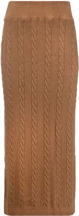 Woolrich cable-knit virgin-wool midi skirt - women - Virgin Wool - S - Brown