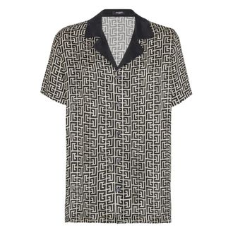 Balmain Short Sleeve Shirts, male, Black, Size: XL Short Sleeve Shirt