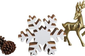 Be Home Mango Wood & Enamel Snowflake in White at Nordstrom