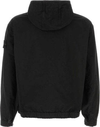 Stone Island Mens Black Cotton Bomber Jacket Exterior: Camicie Shirt