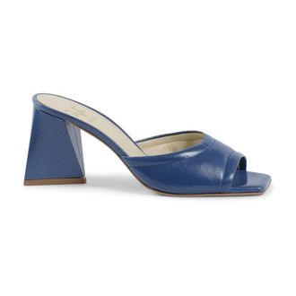 19V69 Heeled Mules, female, Blue, 6 UK, Blue Leather High Heel Sandals