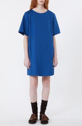 Max Mara Aloa Cotton & Linen T-Shirt Dress in Ocean at Nordstrom, Size 14