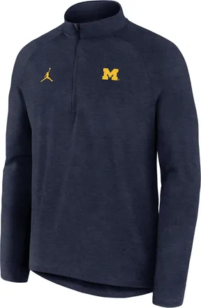Nike Jordan Mens Michigan Stride Jordan Brand Dri-FIT College 1/2-Zip Long-Sleeve Top in Blue | 0JV141SMWN-MPA