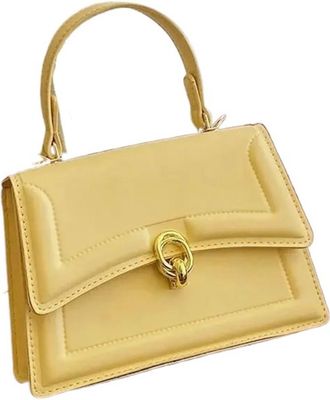 Generic Compatible For Pure Color Square Handbag Womens Crossbody Bag Leather Shoulder(Yellow)