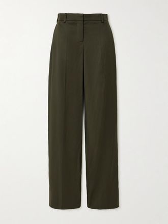 Stella McCartney Pantaloni A Gamba Larga In Lana - Verde