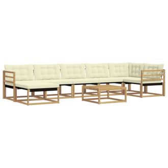 vidaXL Conjunto De Sof&aacute;s De Exterior 8 Pcs Blanco Y Crema Vidaxl