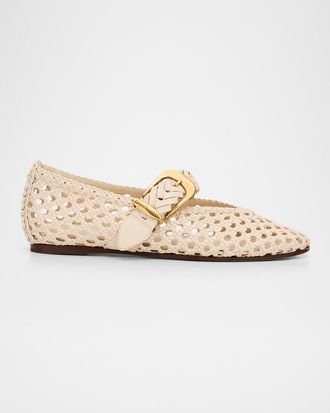 Zimmermann Alchemy Woven Leather Ballerina Flats