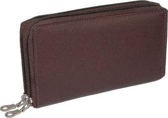 Paul & Taylor Leather Double Zippered Checkbook Cover Wallet