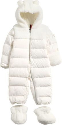 Moncler Kids Osof Down Snowsuit in White at Nordstrom, Size 12-18M
