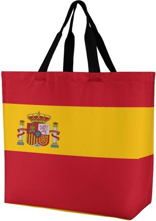 Generic Flag of Spain Reusable Shopping Bags Large Capacity Grocery Bag Heavy Duty Tote for Women 40x40x16cm