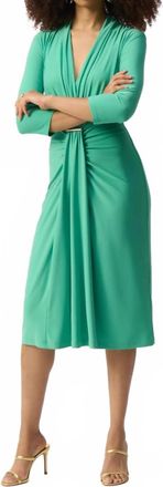 Joseph Ribkoff Ruched Faux Wrap Midi Sheath Dress In Garden Green