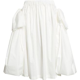 Comme Des Gar&ccedil;ons Bow Detail Gathered Tumbled Cotton Skirt in White at Nordstrom