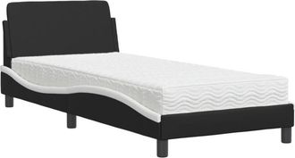vidaXL Cama Con Colch&oacute;n Dover Cuero Sint&eacute;tico Negro Y Blanco 80x200 Cm Vidaxl