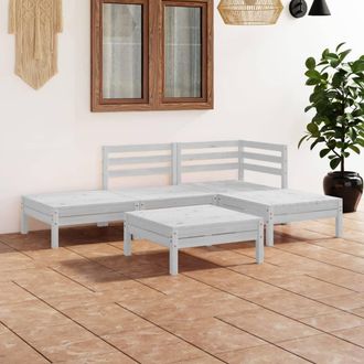 vidaXL Juego De Muebles De Jard&iacute;n 5 Piezas Madera Maciza Pino Blanco Vidaxl