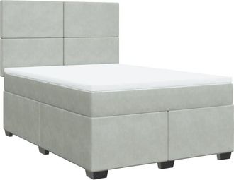 vidaXL Vidaxl - Cama Box Spring Con Colch&oacute;n Terciopelo Gris Claro 140x190 Cm