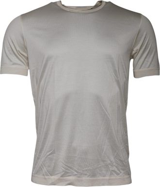 Dolce & Gabbana Off White Silk Crew Neck Short Sleeve Mens T-shirt (Pre-Owned)