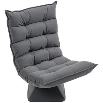 HOMCOM Homcom Poltrona Imbottita E Girevole Con Schienale Regolabile 62x70x95 Cm Grigio