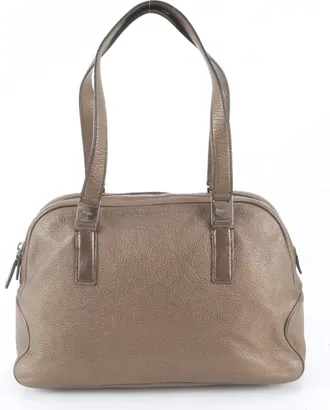 Ferragamo Bronze Leather Handbag Shoulder Bag Tote Bag (Pre-Owned)