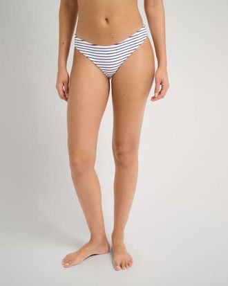 Onia Towel Terry Sailor Stripe Lily Bikini Bottom in White/deep Navy at Nordstrom, Size X-Small