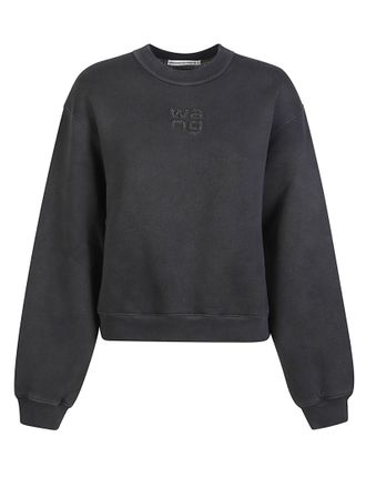 Alexander Wang Hotfix Logo Cropped Cotton Blend Sweatshirt