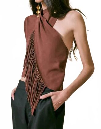 Johanna Ortiz Deer Track Halter Top In Chocolate