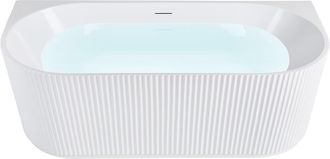 Beliani Ba&ntilde;era Independiente Moderna 170 X 80 Cm Acabado Acr&iacute;lico Estriado Ba&ntilde;o Mate Blanco Gocta