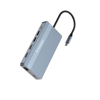 OEM Hub 14 En 1 Para 3 Monitores Usb-a, Usb-c, Displayport, Hdmi, Rj45, Sd, Tf Y Mini Jack - Gris