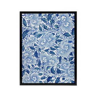 Artery8 Owen Jones Elegant Ornamental Flower Pattern Framed Canvas Art Print in Blue | Size: W24 x H32