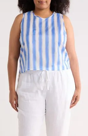 Renee C Striped Cotton Shell in Blue/White at Nordstrom Rack, Size 1 X