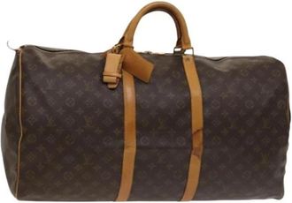 Louis Vuitton Tweedehands Canvas Louis Vuitton tassen - Dames - Vintage Weekendtas - Bruin - ONE Size - Leer - Vintage