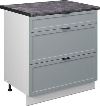 Vicco Mueble Bajo De Cocina Fame-line, Azul Claro-gris, 80 Cm Con 3 Cajones, Et Antracita