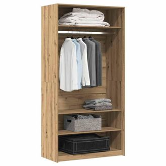 Berkfield Home Wardrobe Artisan Oak 100x50x200 cm Engineered Wood in Brown | Size: 100 x 50 x 200 cm