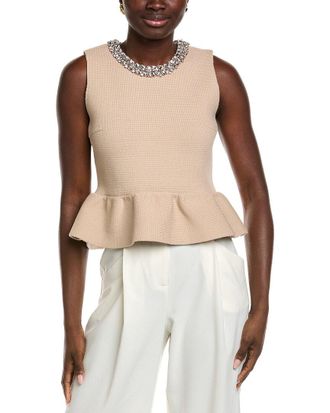 endless rose Endless Rose Jewel Trim Peplum Knit Top