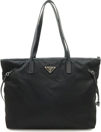 Prada Black Nero Nylon Leather Shoulder Bag Tote Bag (Pre-Owned)