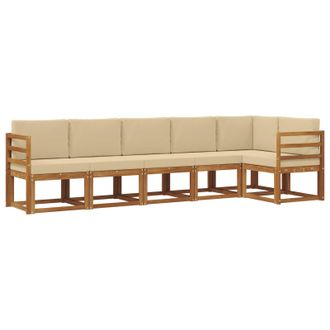 vidaXL Conjunto De Sof&aacute;s De Exterior Con Coj&iacute;n 6 Pcs Natural Y Beige Vidaxl