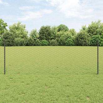 Berkfield Home Fence Posts 11 pcs U-Channel Grey 80 cm Steel, Hexagon Fence Grey 0.8x50 m Steel