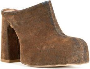 Azalea Wang Florea Block Heel Clog in Browndenim at Nordstrom Rack, Size 7.5