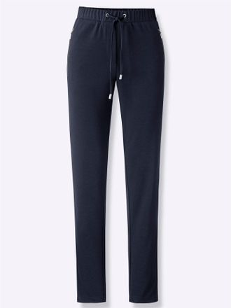 Casual Looks Jerseyhose CASUAL LOOKS, Damen, Gr. 19, Kurzgr&ouml;ssen, marine, 76% Polyester, 20% Viskose, 4% Elasthan, unifarben, Hosen Jerseyhose