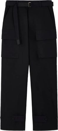 sacai side-pockets belted trousers - Zwart