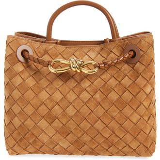 Bottega Veneta Small Andiamo Intrecciato Suede Shoulder Bag in 2598 Amber-Mb-Amber at Nordstrom