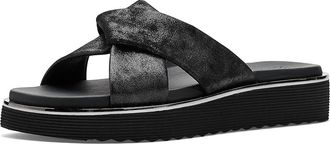 Johnston & Murphy Mitzi Knotted Slide Womens Sandals Black Metallic Italian Kid Suede : 6.5 M, Leather