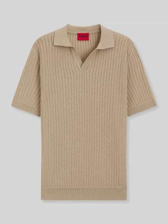 HUGO BOSS Regular Fit Poloshirt aus Baumwoll-Leinen-Mix Modell SEEMANT in Beige, Gr&ouml;&szlig;e XXL