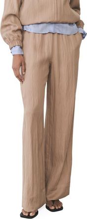 Mango Straight Leg Textured Pants in Medium Brown at Nordstrom, Size Small